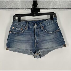 Levis 501 Jorts Denim Jean Shorts Mid Rise Blue Medium Wash Womens Size 26
